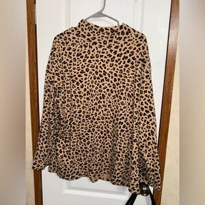 Croft & Barrow Black and Tan Animal Print Blouse